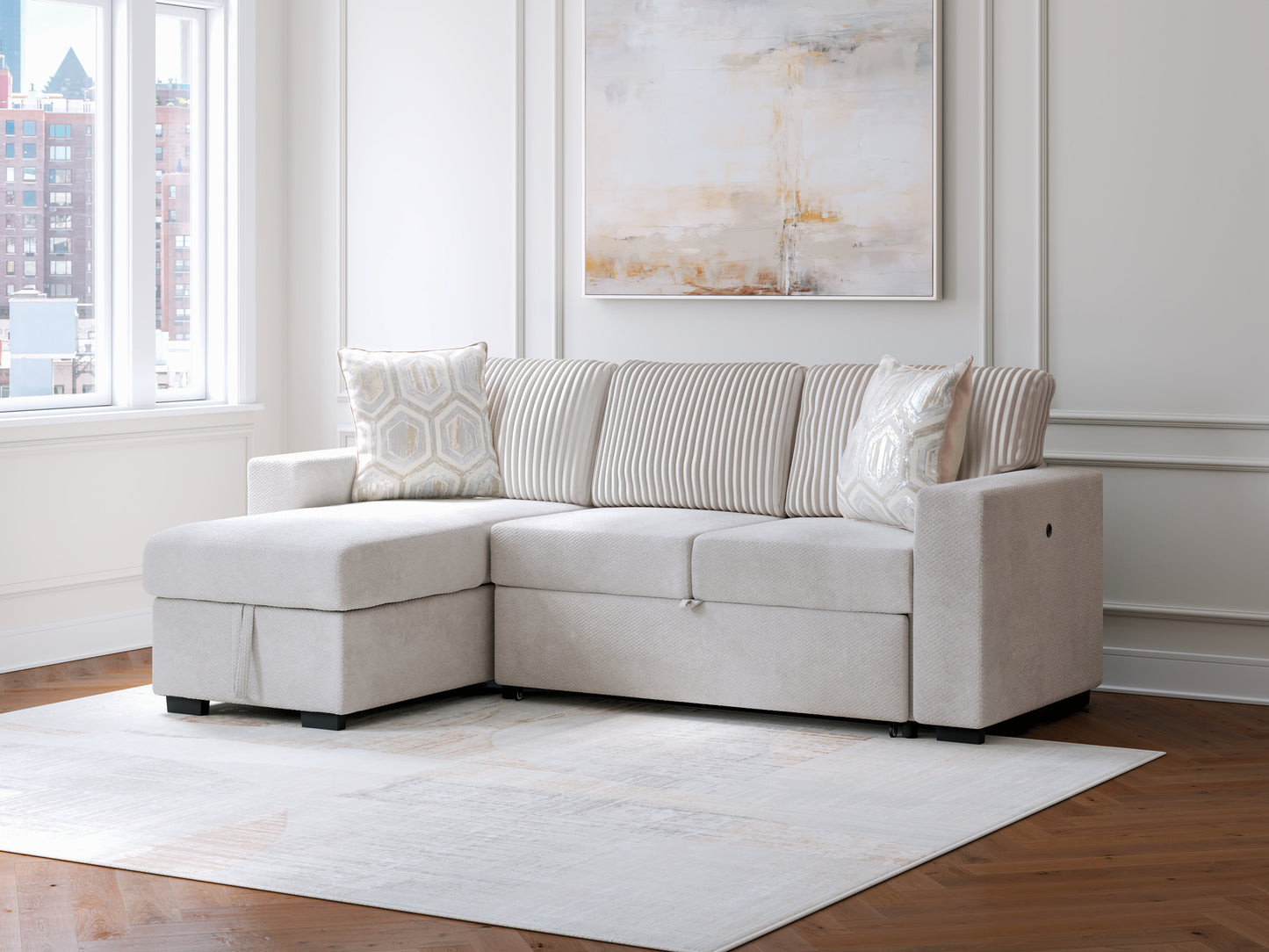 Poppleton 2-Piece Sectional with Pop Up Sleeper and Chaise
