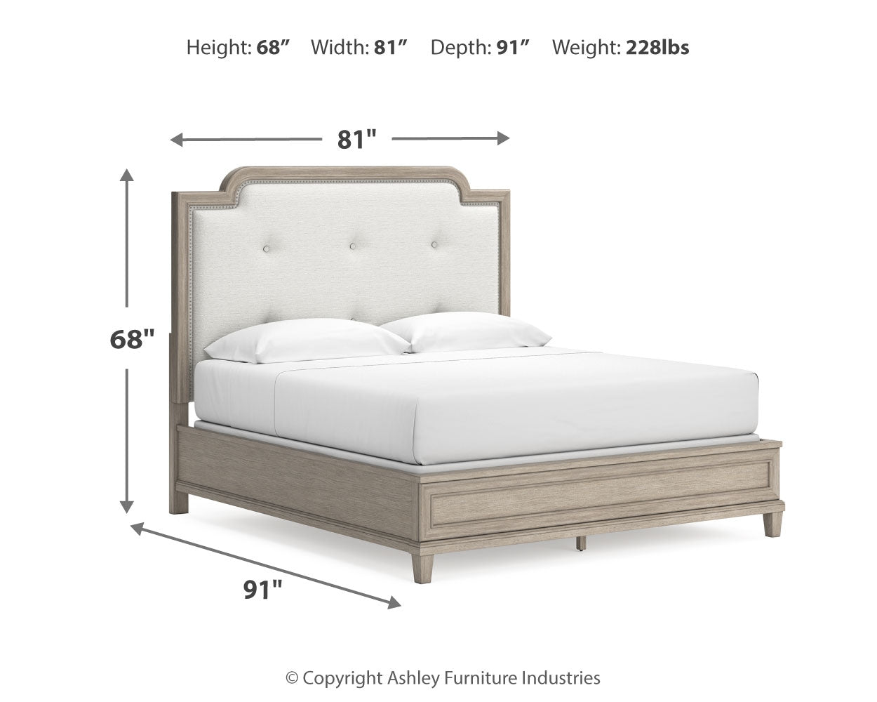 Jorlaina King Upholstered Panel Bed