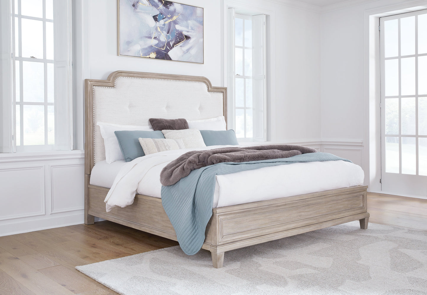 Jorlaina Queen Upholstered Panel Bed