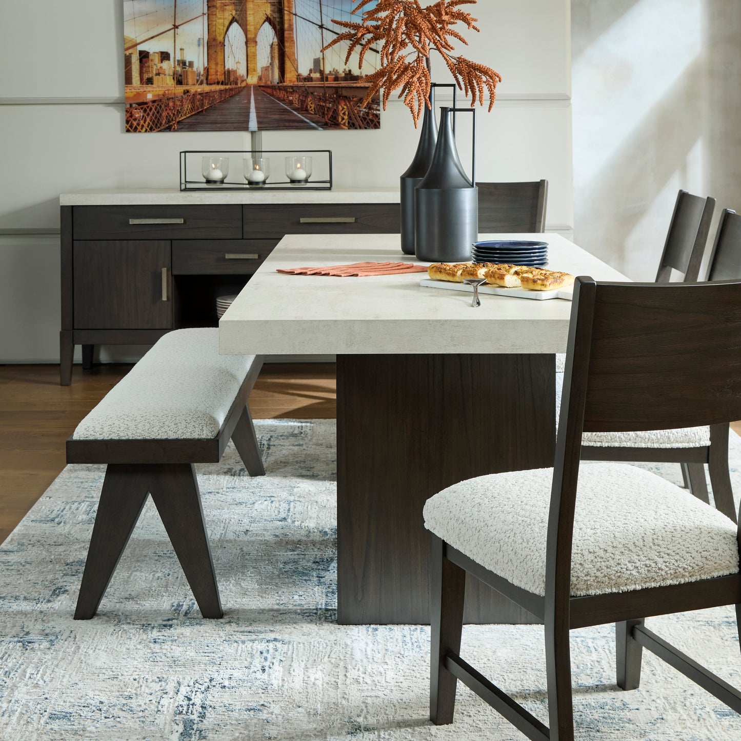 Westonfort Dining Table and 4 Chairs and Bench