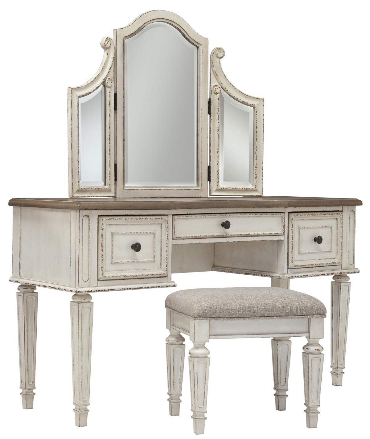 Realyn Vanity and Mirror with Stool