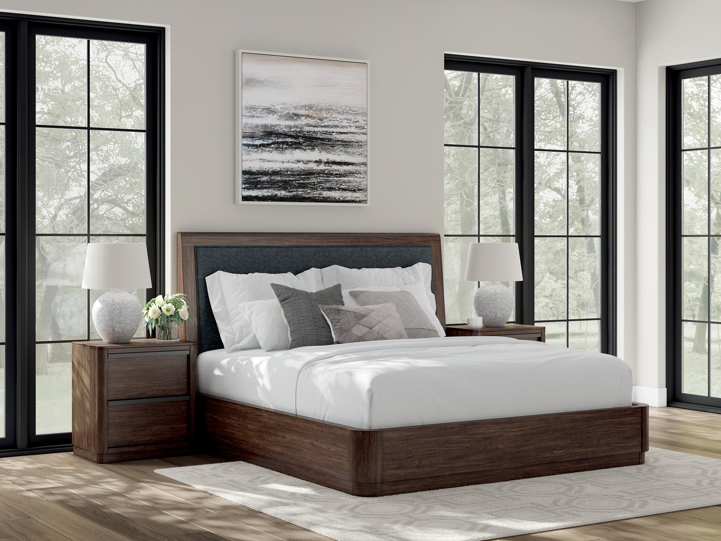Kendamor King Upholstered Panel Bed