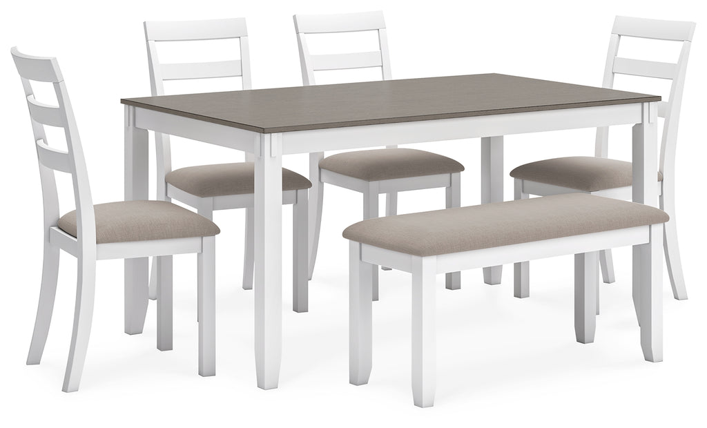 Stonehollow Dining Table and Chairs with Bench (Set of 6)