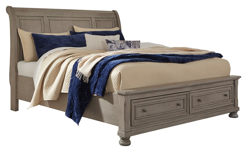 Lettner King Sleigh Bed with 2 Storage Drawers
