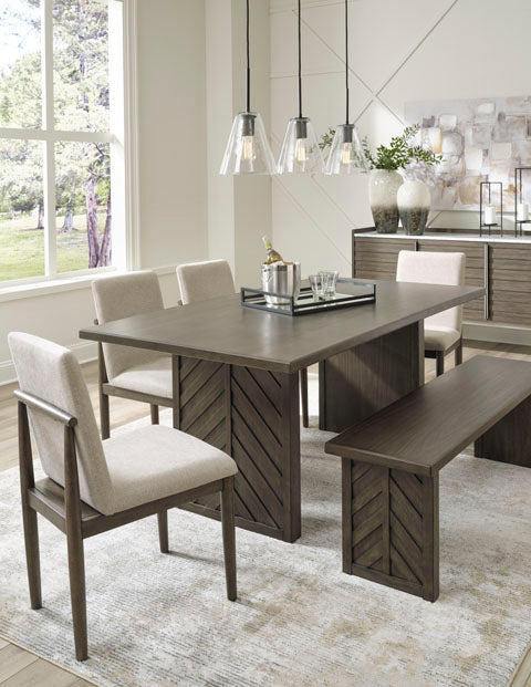 Aldwin dining table and discount 4 chairs and bench set