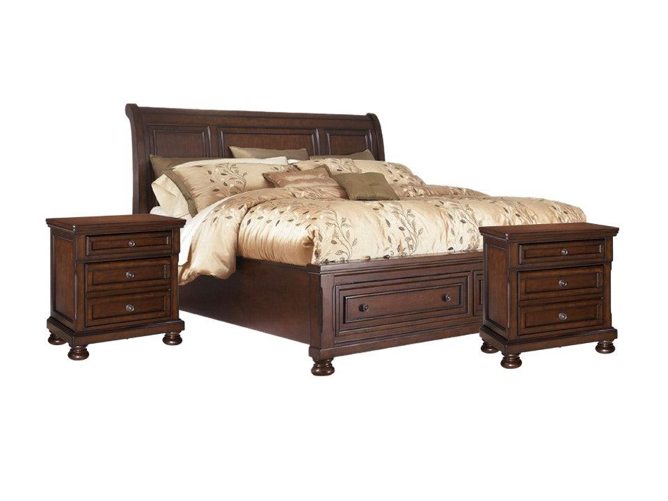 Porter King Sleigh Bed and 2 nightstands