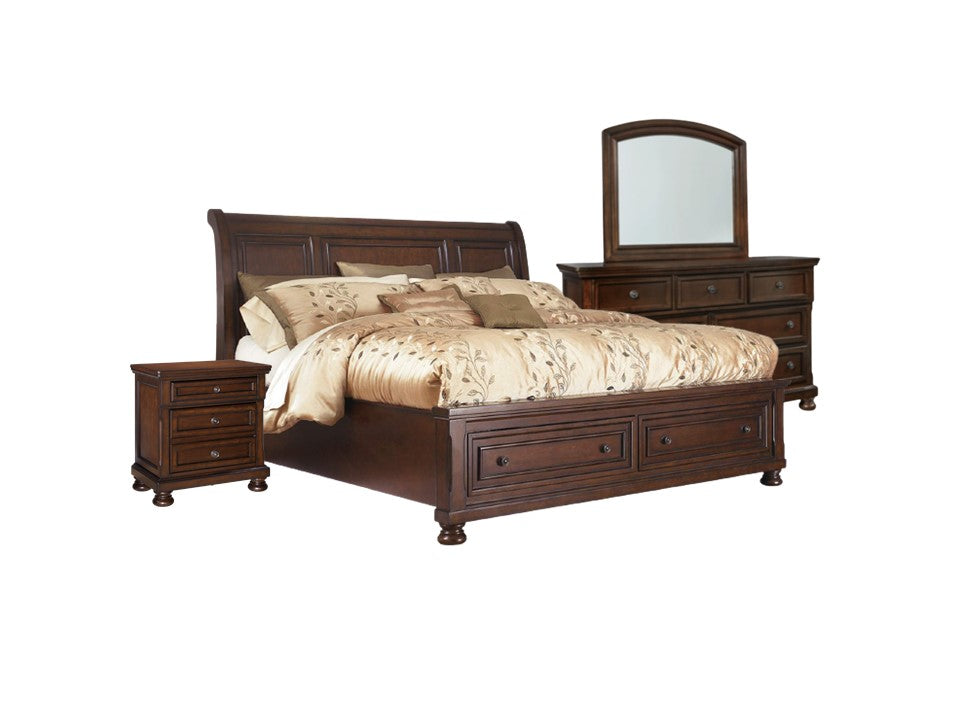 Porter Queen Sleigh Bed with 1 nightstand and 1 dresser mirror
