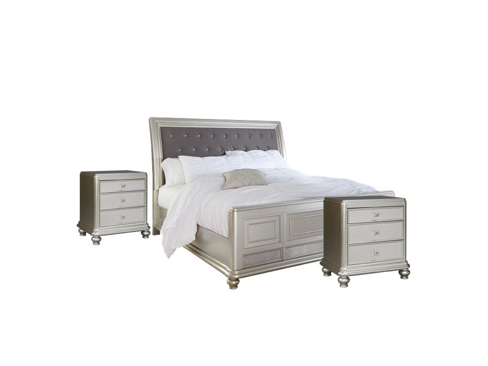 Coralayne Queen Sleigh Bed and 2 NightStand