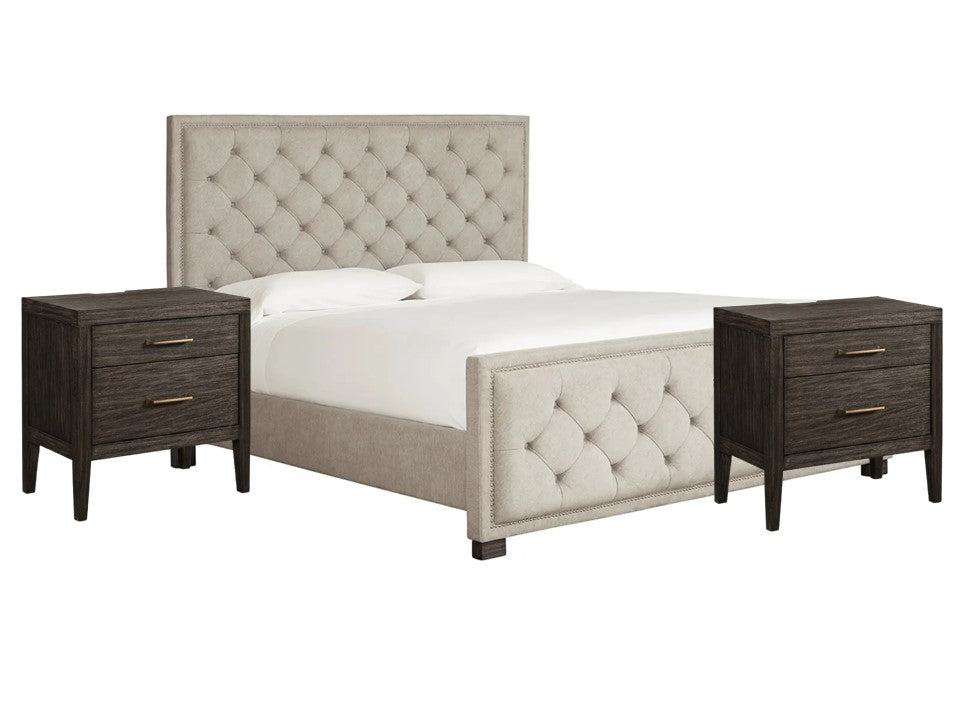 Bellvern King Upholstered Bed with 2 nightstands
