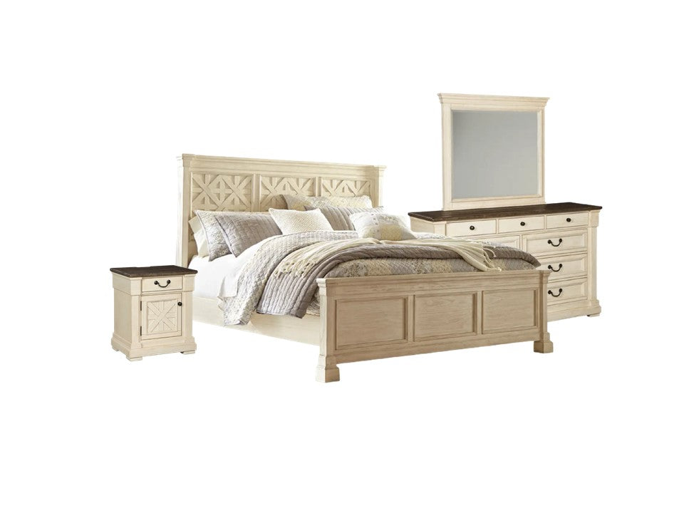 Bolanburg King Panel Bed with 1 nightstand and 1 dresser mirror